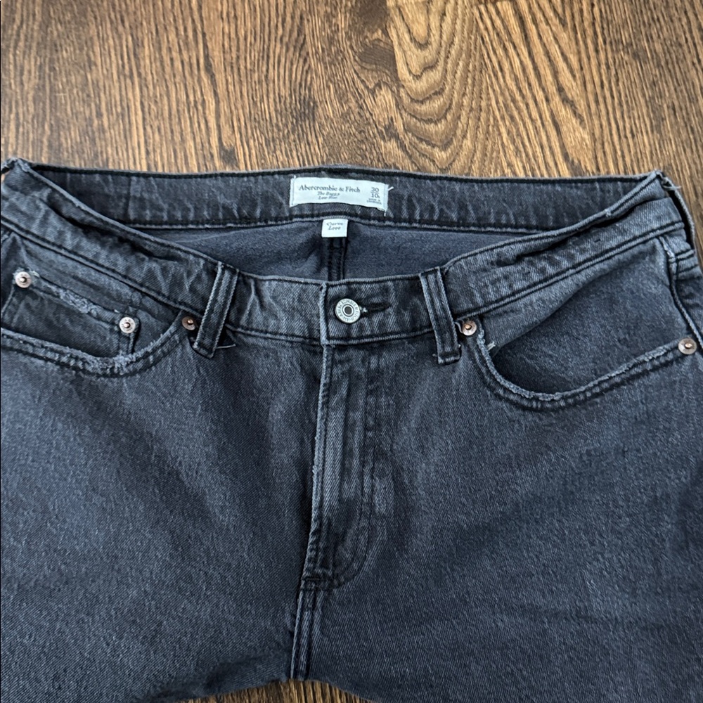 Abercrombie & Fitch Charcoal Baggy Jeans Curve Love - Picture 3 of 4